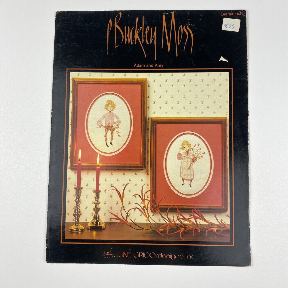 P Buckley Moss Adam and Amy Cross Stitch Pattern Chart 104 VTG 1983 Leaflet Farm